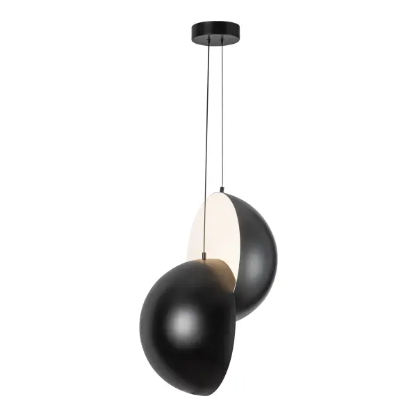 The Void Pendant by Paul Cocksedge Studio transforms lighting into art. Two sculpted metal hemispheres create dramatic interplay between form and light, casting precise shadows while delivering refined LED illumination. A statement piece for modern interiors. - alternate view