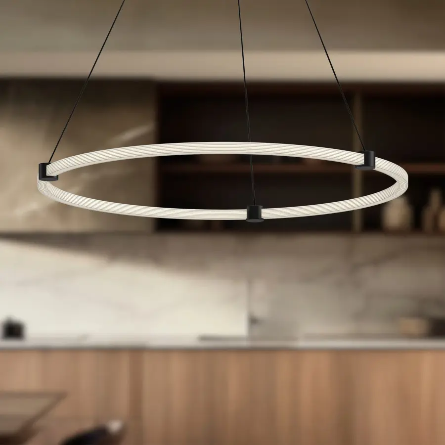 Customizable Modern Multi-Ring Pendant with Integrated LED - Image 3