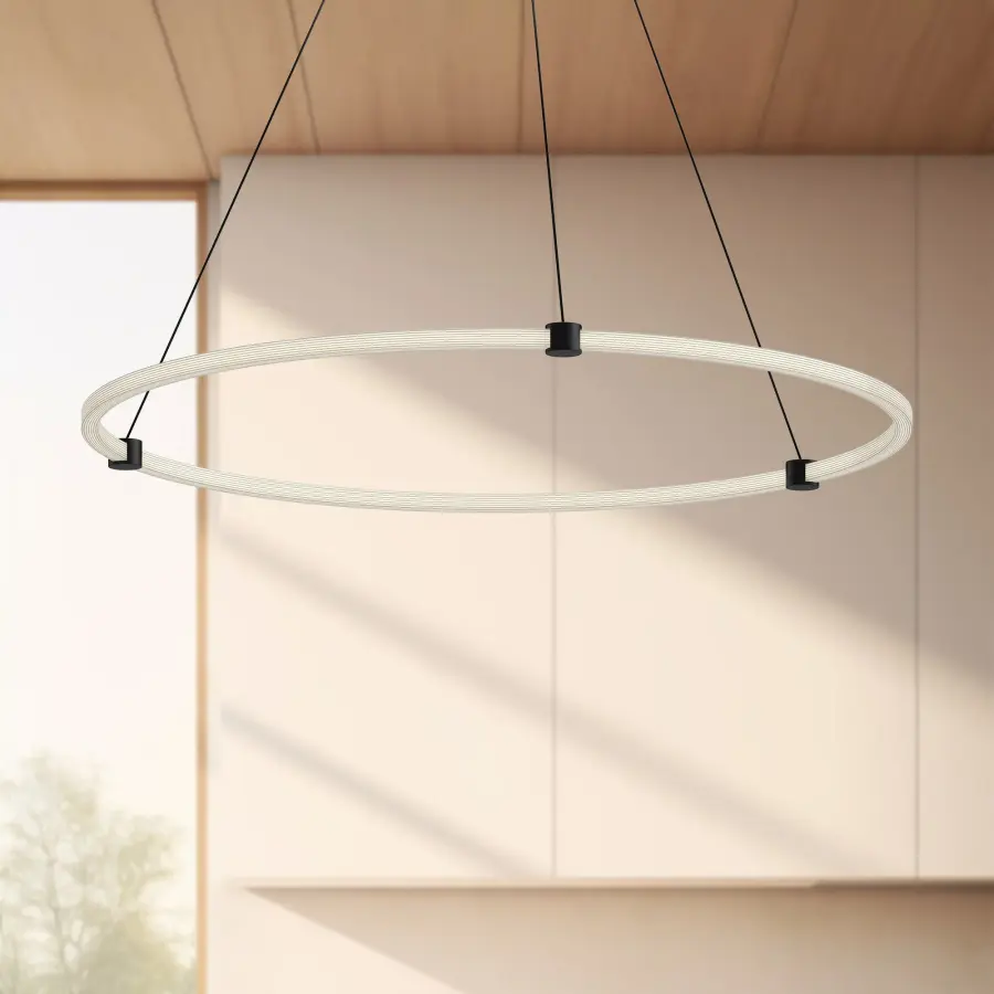 Stunning Adjustable Multi-Ring Pendant with Warm, Ample Illumination - Image 2