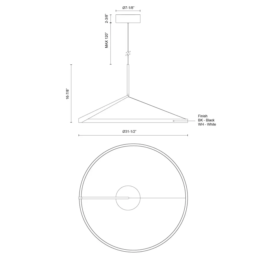 Roda 31-Inch White Pendant Light - Image 10