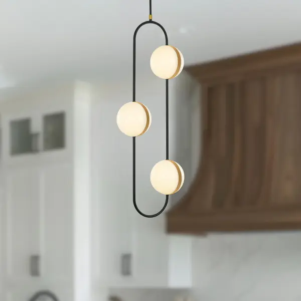 Tagliato 3-Light Pendant in Matte Black with Brushed Gold - Image 2