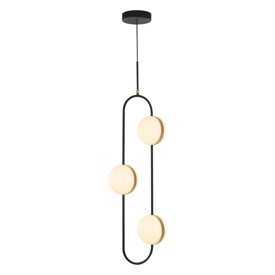 Tagliato 3-Light Pendant in Matte Black with Brushed Gold - Image 4