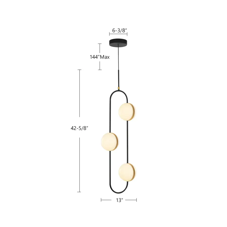 Tagliato 3-Light Pendant in Matte Black with Brushed Gold - Image 5