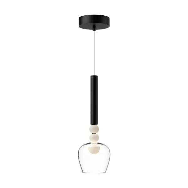 The Rise 6-inch pendant combines sleek modern aesthetics with practical integrated LED lighting. Its delicate opal sphere and clear glass shade deliver warm, ambient illumination perfect for intimate spaces.