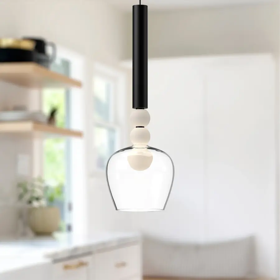 Rise 6-Inch Pendant in Brushed Gold with Clear Glass - Image 3