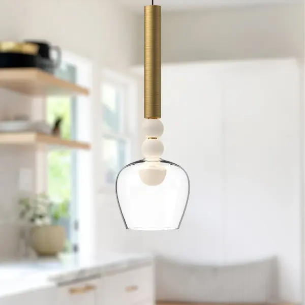 Rise 6-Inch Pendant in Brushed Gold with Clear Glass - Image 4