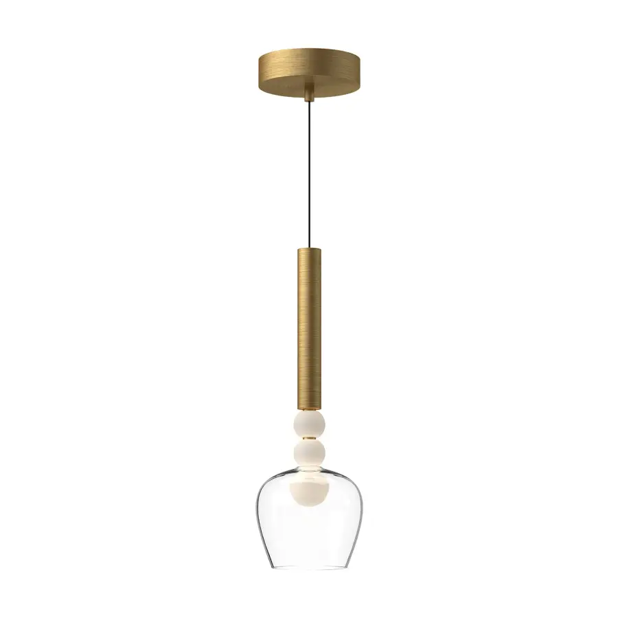 Rise 6-Inch Pendant in Brushed Gold with Clear Glass - Image 5