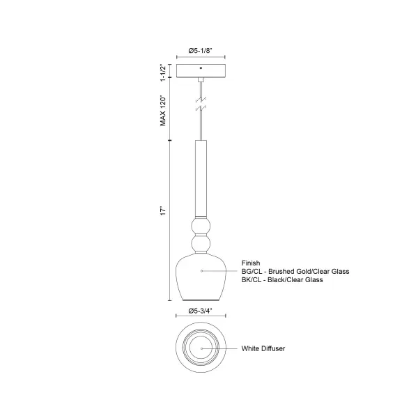 Rise 6-Inch Pendant in Brushed Gold with Clear Glass - Image 8