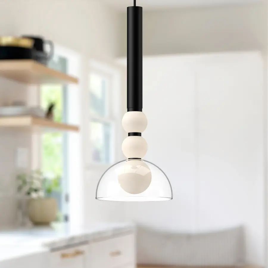 Rise 6-Inch Pendant in Brushed Gold with Clear Glass - Image 2
