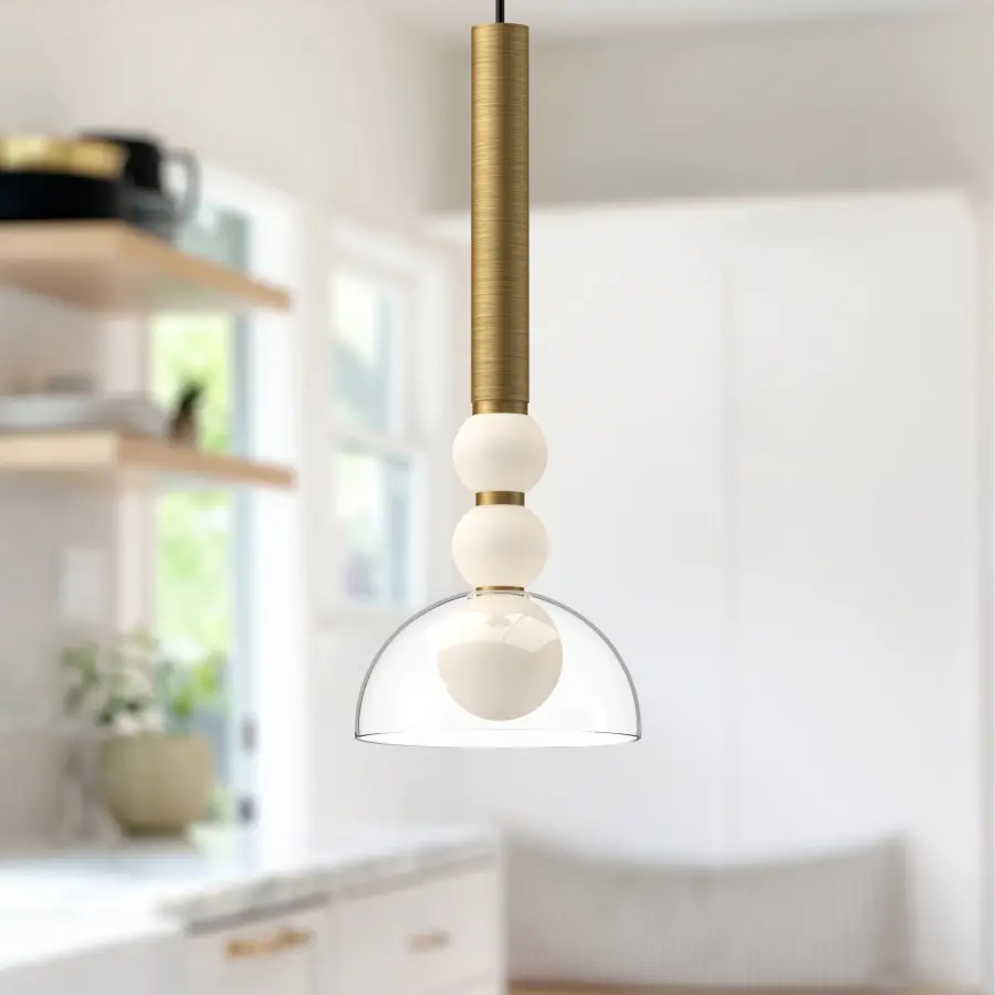 Rise 6-Inch Pendant in Brushed Gold with Clear Glass - Image 4