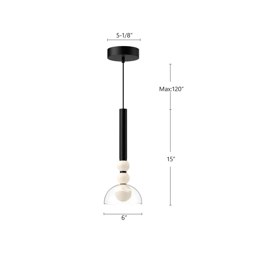 Rise 6-Inch Pendant in Brushed Gold with Clear Glass - Image 7