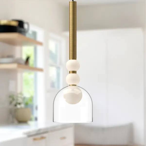 Rise 6-Inch Pendant Light in Brushed Gold with Clear Glass - Image 5