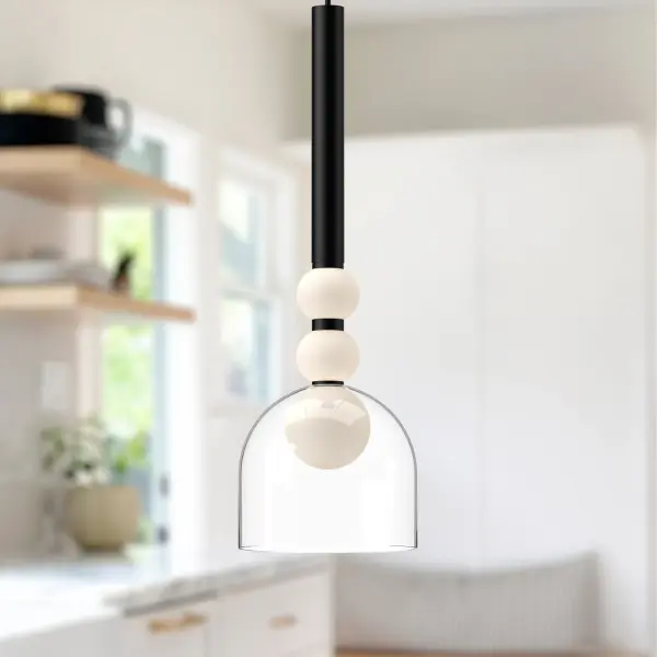 Rise 6-Inch Pendant Light in Brushed Gold with Clear Glass - Image 6