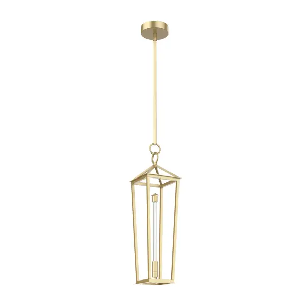 The Delphine pendant beautifully bridges classical and contemporary design with its sophisticated birdcage lantern frame in warm Natural Brass. Integrated LED filament technology provides energy-efficient illumination while maintaining vintage charm.