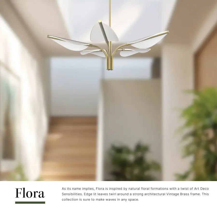 Flora 5 Head Pendant in Natural Brass - Image 4