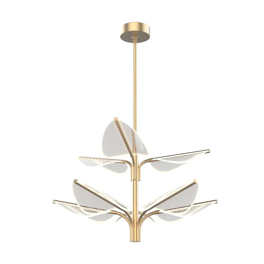 Flora 8 Head Pendant in Natural Brass - Image 1