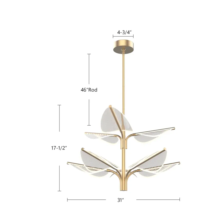 Flora 8 Head Pendant in Natural Brass - Image 3