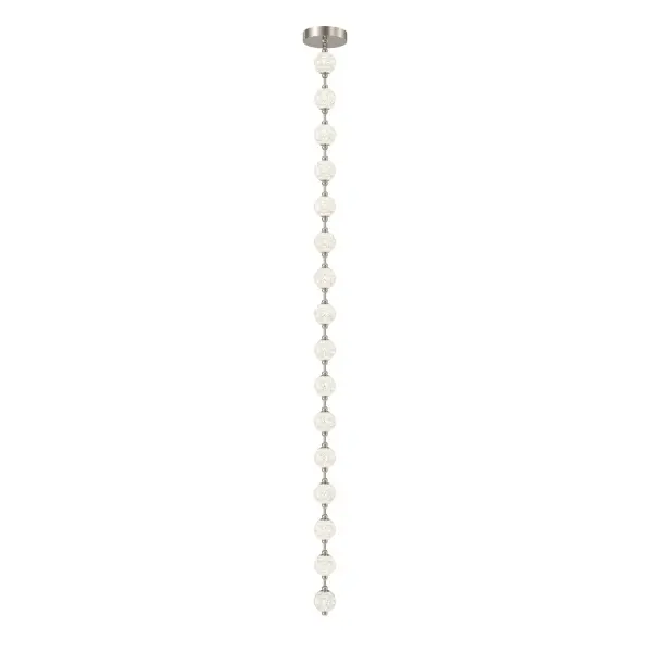 The Marni pendant transforms spaces with its meticulously cut-acrylic beaded design that creates stunning light patterns. The 9.5-foot drop makes a dramatic statement while the integrated LED provides warm, dimmable lighting. - alternate view