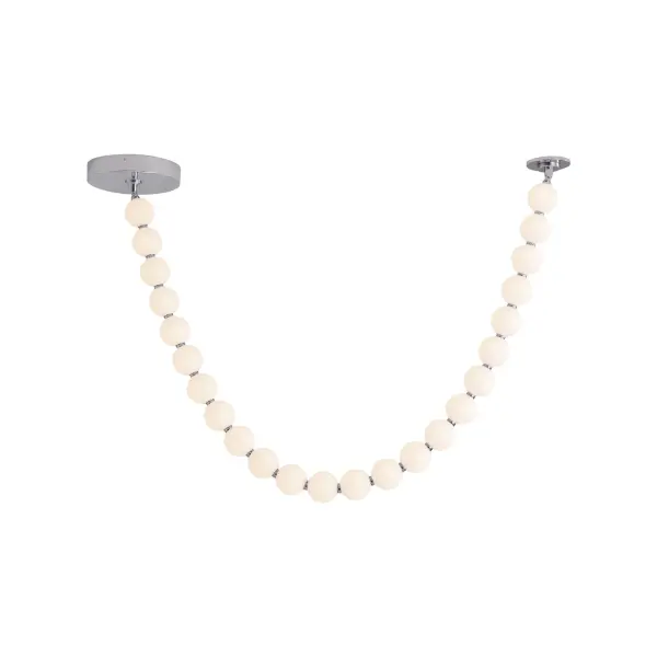 The Akoya pendant transforms any space with its luxurious 7-foot cascade of illuminated glass beads inspired by lustrous pearls. Featuring integrated LED technology and customizable configurations on a polished chrome frame.