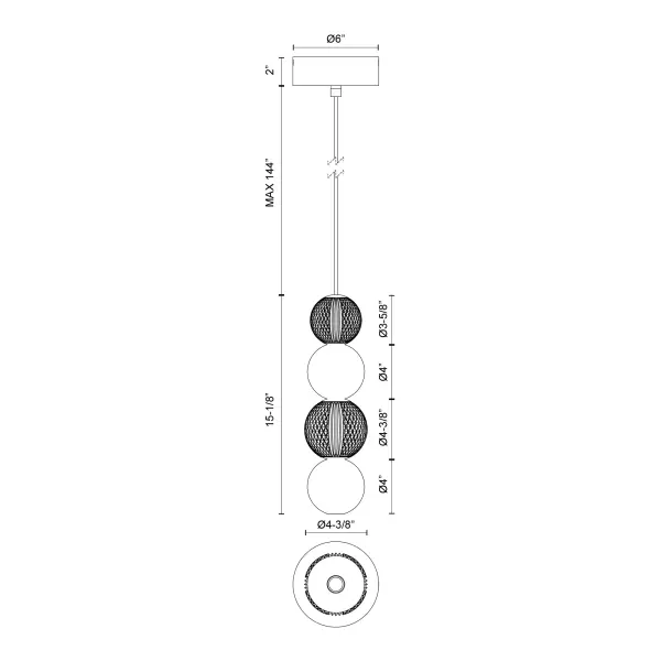 Onyx 5-Inch Pendant in Natural Brass - Image 6