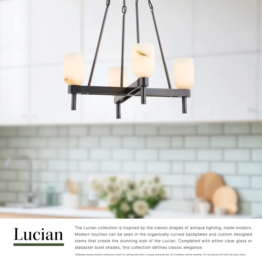 Lucian 22-Inch Pendant in Urban Bronze with Alabaster Shade - Image 14