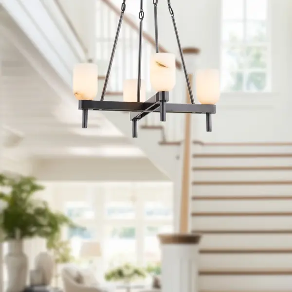 Lucian 22-Inch Pendant in Urban Bronze with Alabaster Shade - Image 3