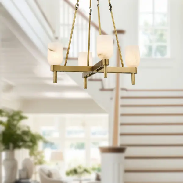 Lucian 22-Inch Pendant in Urban Bronze with Alabaster Shade - Image 5