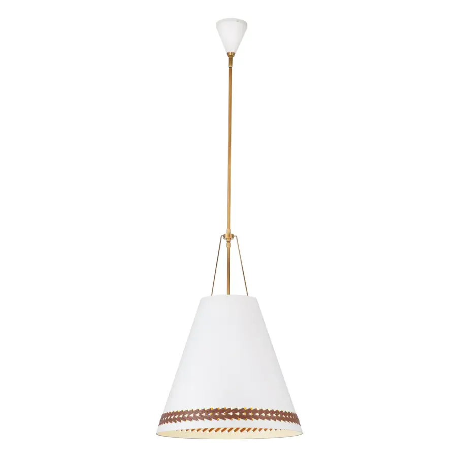 Brickell 20-Inch Pendant in Matte Black with Hazelnut Leather - Image 1