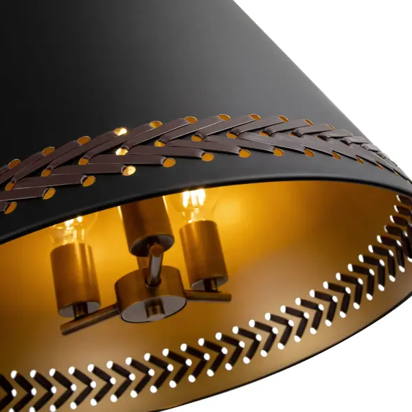 Brickell 20-Inch Pendant in Matte Black with Hazelnut Leather - Image 7