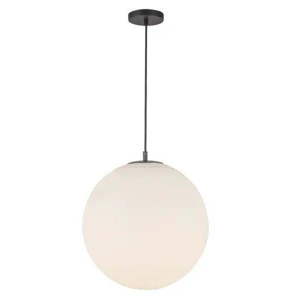 Marco 16" Matte Black Pendant with Opal Glass - Image 1