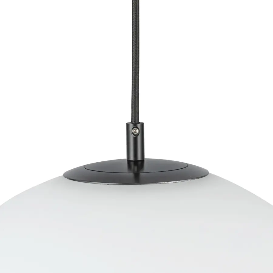 Marco 16" Matte Black Pendant with Opal Glass - Image 3