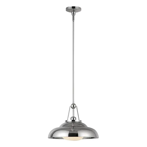 Palmetto 14-Inch Pendant in Polished Brass with Glossy Opal Shade - Image 1