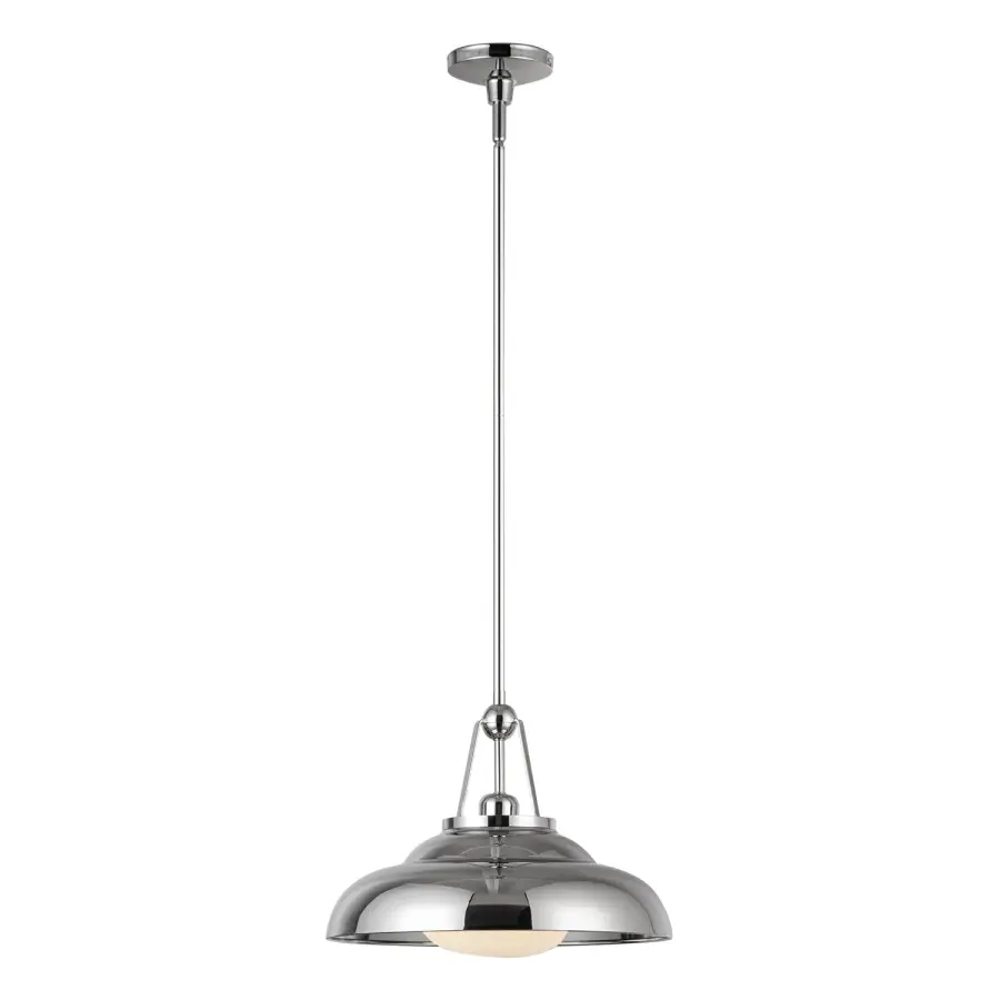 Palmetto 14-Inch Pendant in Polished Brass with Glossy Opal Shade - Image 1