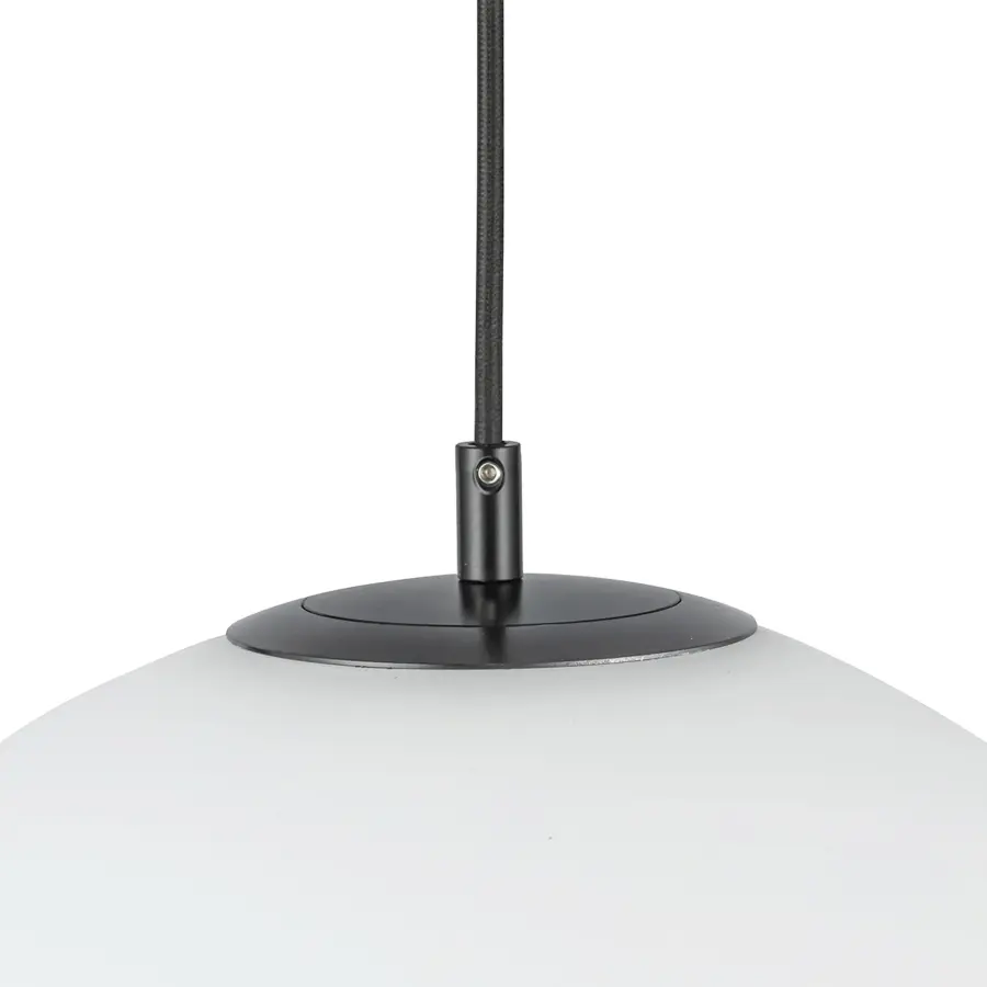 Marco 12" Matte Black Pendant with Opal Glass - Image 3