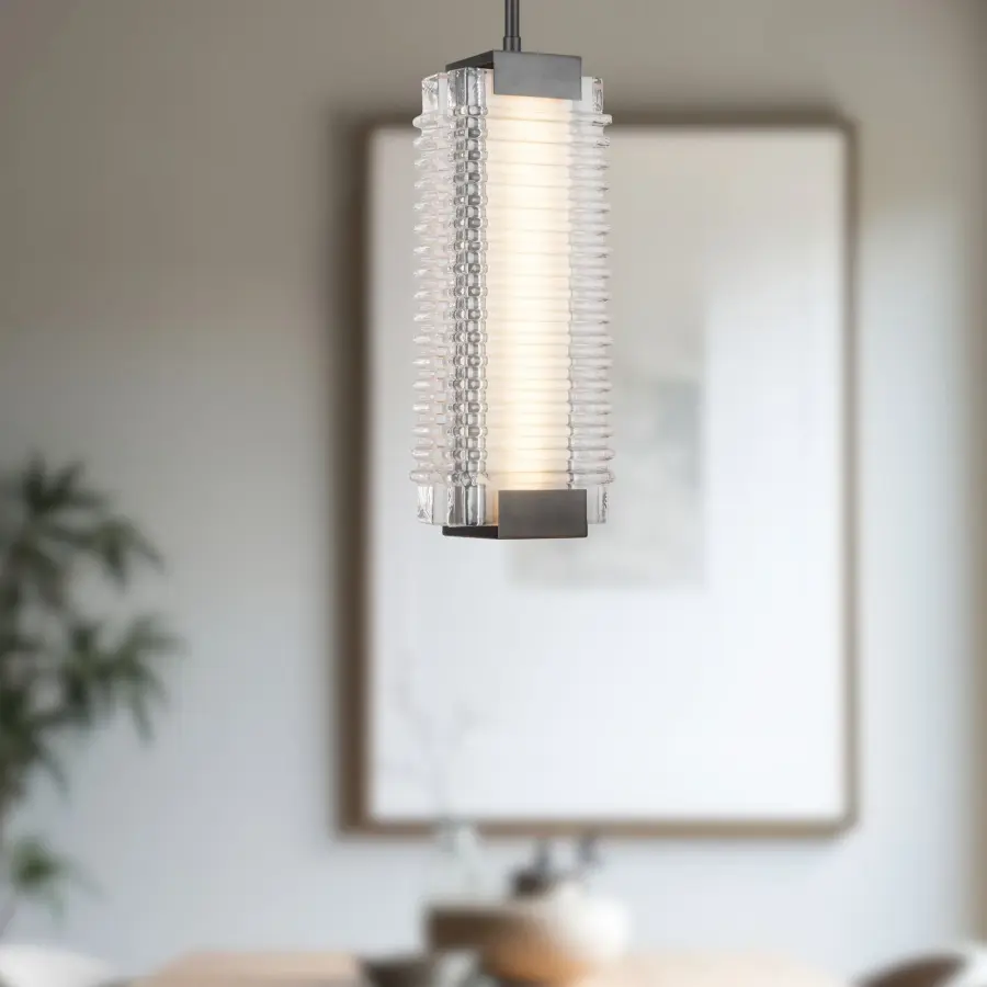 Alai 16-Inch Ribbed Glass Pendant - Image 3