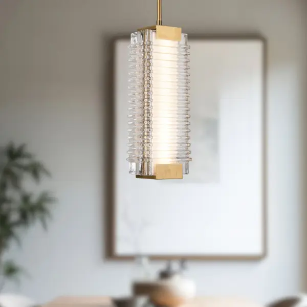 Alai 16-Inch Ribbed Glass Pendant - Image 4