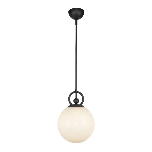 Fiore 10-Inch Pendant Light in Matte Black with Glossy Opal Glass - Image 1