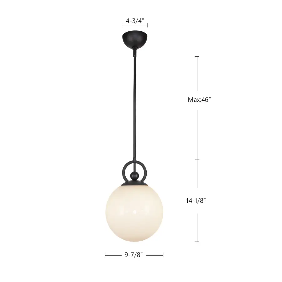 Fiore 10-Inch Pendant Light in Matte Black with Glossy Opal Glass - Image 13