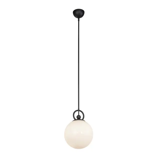 Fiore 10-Inch Pendant Light in Matte Black with Glossy Opal Glass - Image 4