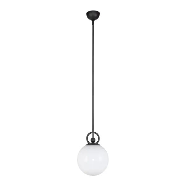 Fiore 10-Inch Pendant Light in Matte Black with Glossy Opal Glass - Image 5