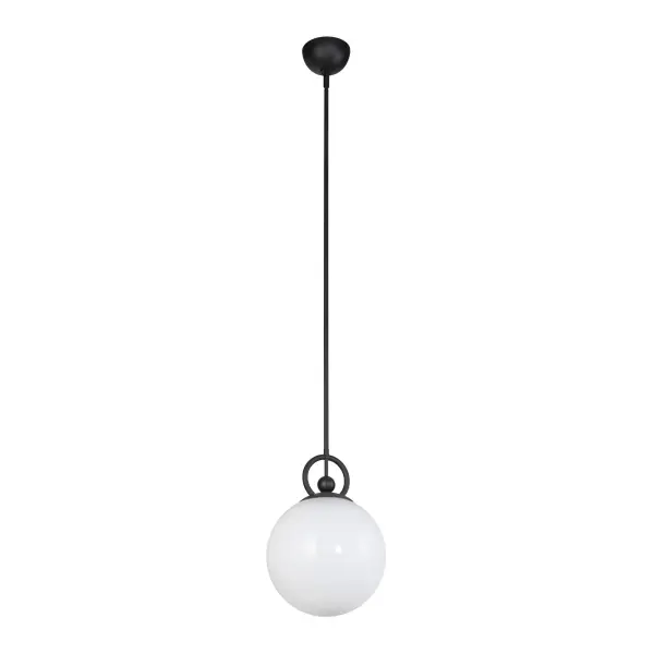 Fiore 10-Inch Pendant Light in Matte Black with Glossy Opal Glass - Image 6