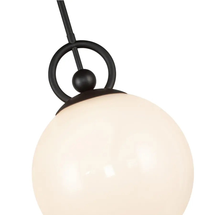 Fiore 10-Inch Pendant Light in Matte Black with Glossy Opal Glass - Image 7