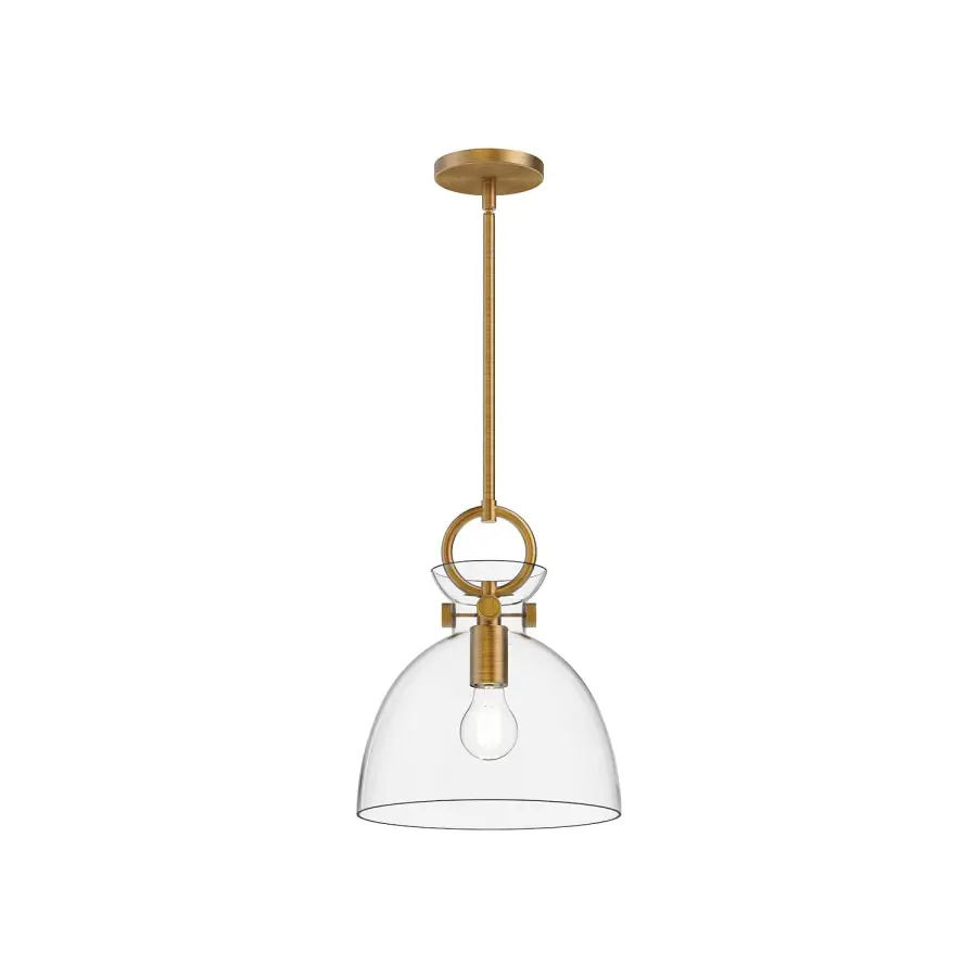 Waldo 11-Inch Pendant in Aged Gold with Clear Glass - Image 1