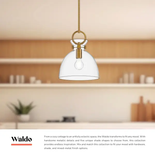 Waldo 11-Inch Pendant in Aged Gold with Clear Glass - Image 9