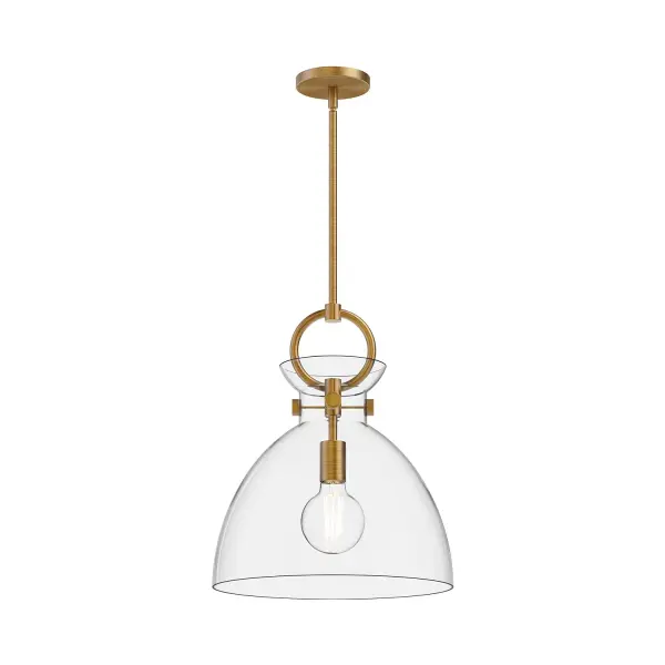 Waldo 14-Inch Pendant in Aged Gold with Clear Glass - Image 1