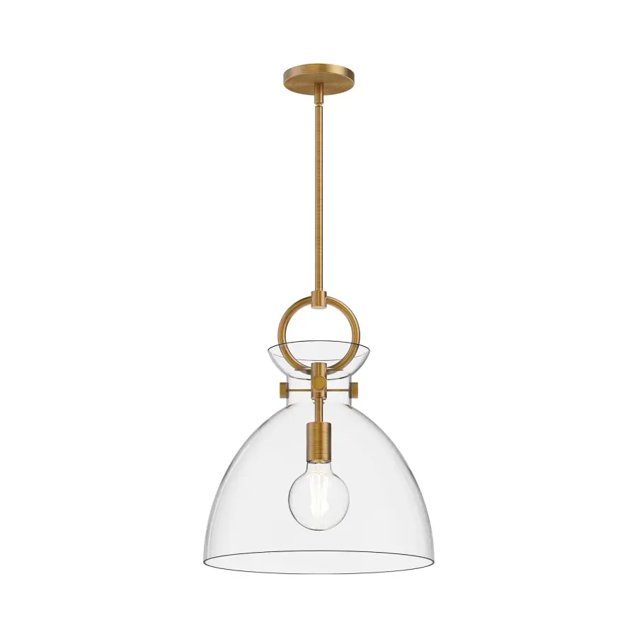 Waldo 14-Inch Pendant in Aged Gold with Clear Glass - Image 1