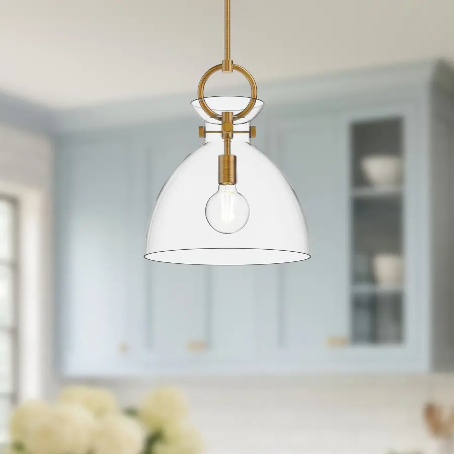 Waldo 14-Inch Pendant in Aged Gold with Clear Glass - Image 5
