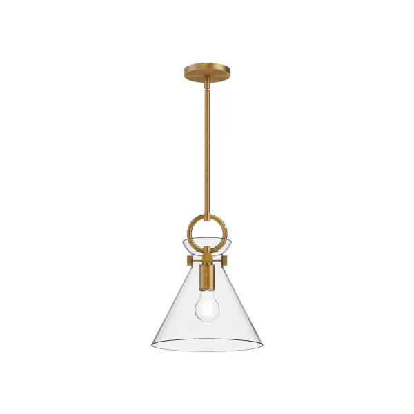 Emerson 11-Inch Pendant in Aged Gold with Clear Glass - Image 2