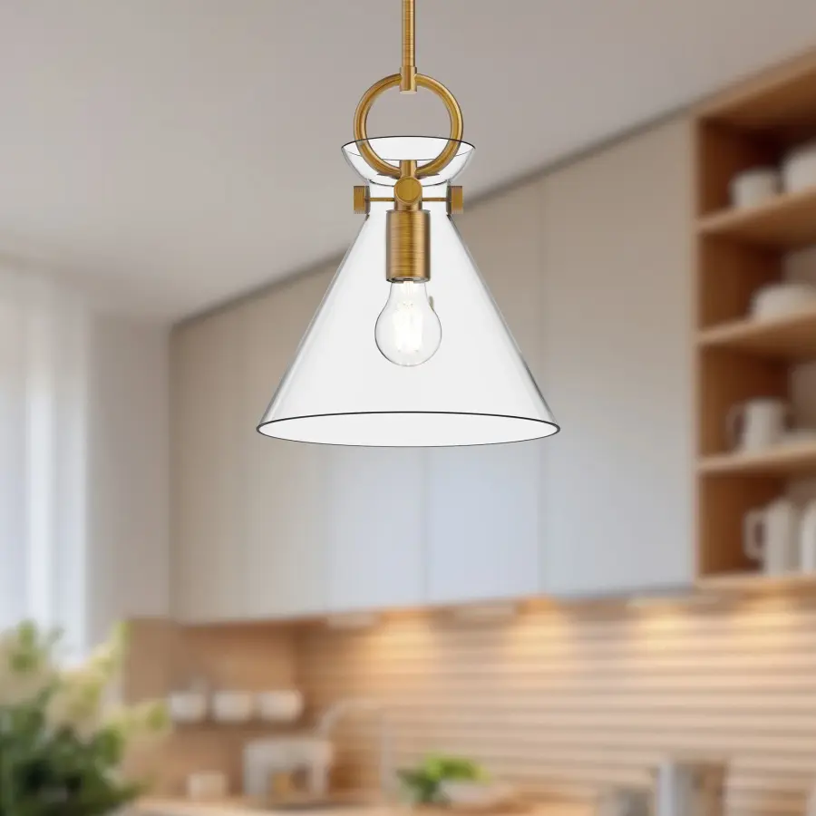 Emerson 11-Inch Pendant in Aged Gold with Clear Glass - Image 4