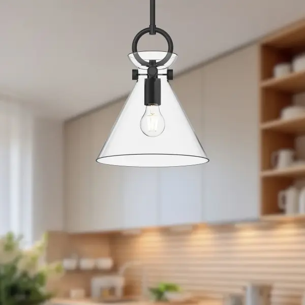 Emerson 11-Inch Pendant in Aged Gold with Clear Glass - Image 5